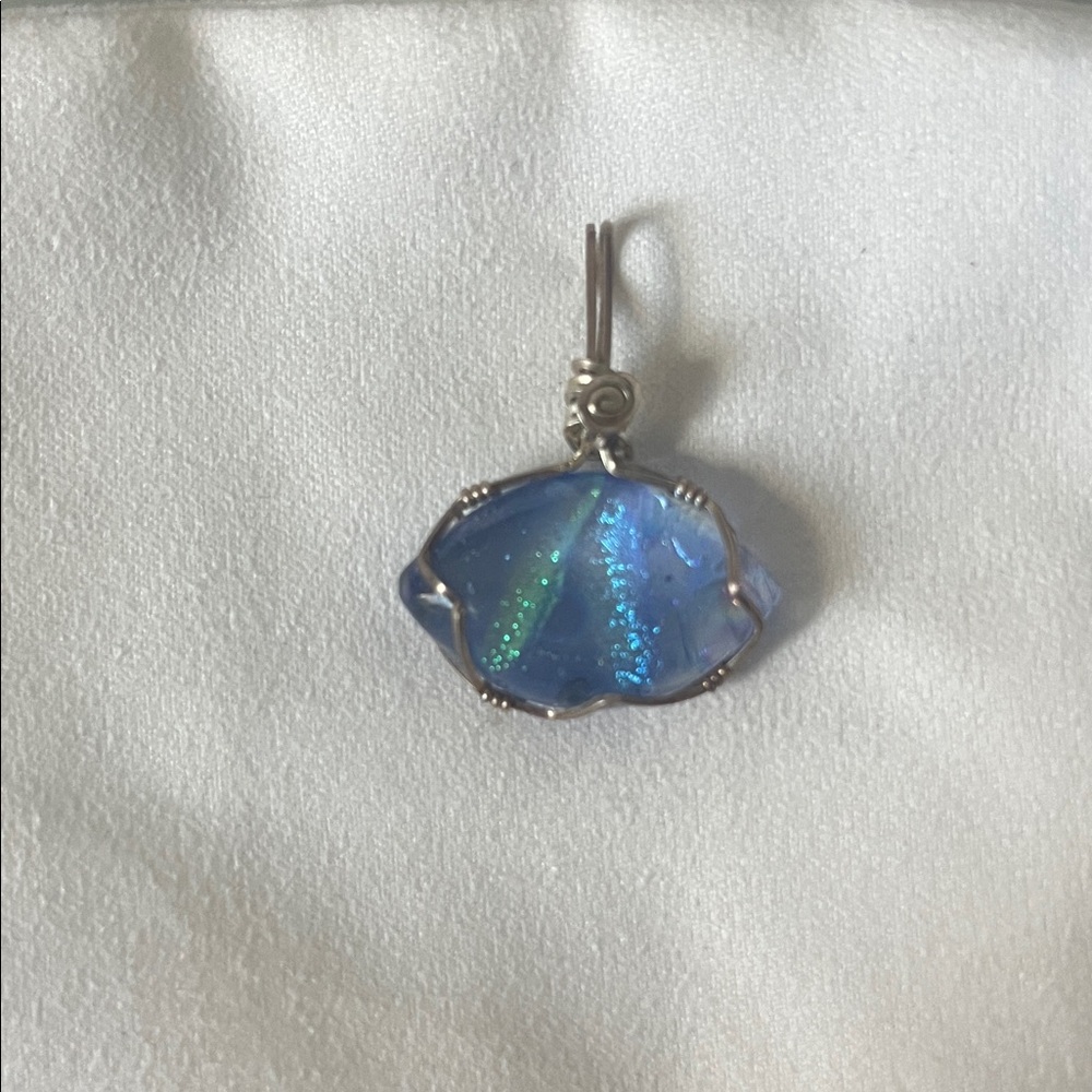 Iridescent Blue Shell Pendant